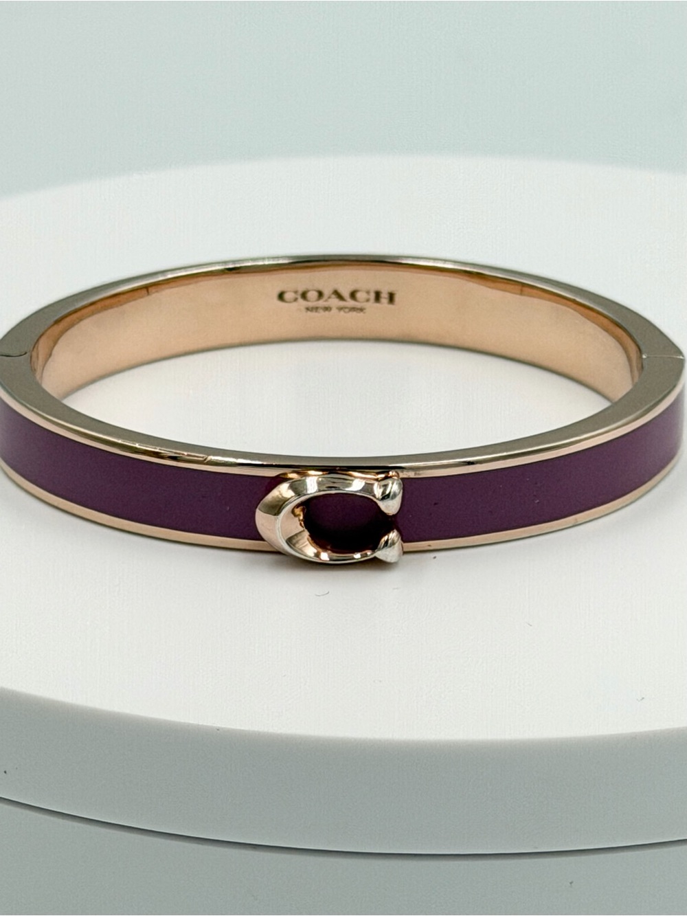 Coach Purple Enamel Bangle with Gold 'C' Accent
